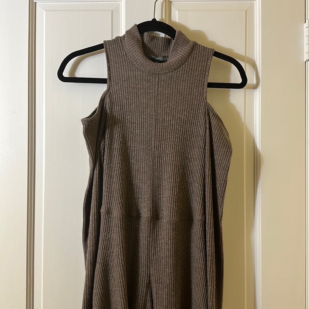 Matty M Cold Shoulder High Low Sweater Dress